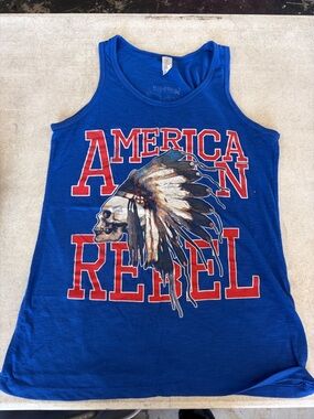 Blue "America Rebel" Graphic Tank Top